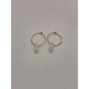 Rose Quarts Gold Tone Round Hoop Earrings